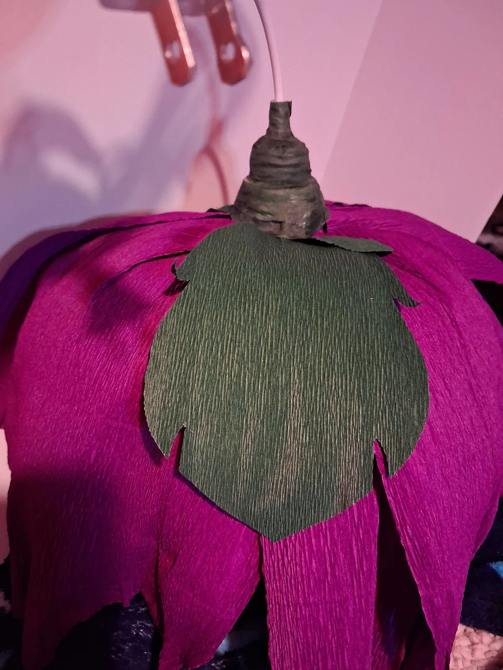 Large Decorative Purple Italian Crepe Paper Flower w/ Cream Center- Handcrafted